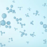 Molecules or atom isolated on blue background