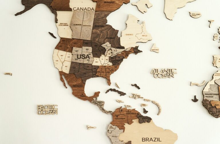 wooden map of america and central america craft for home wall decorations