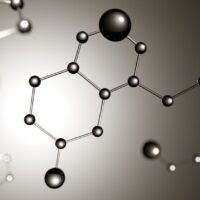 3d illustration. Model of serotonin molecule, Hormone of Happiness