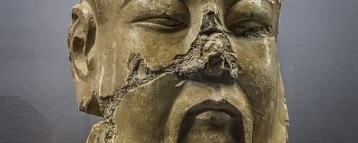"Head of Laozi marble Tang Dynasty (618-906 CE) Shaanxi Province China" by Mary Harrsch is licensed under CC BY-SA 4.0
