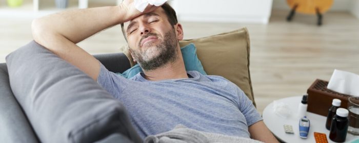 Man with a flu feeling so bad